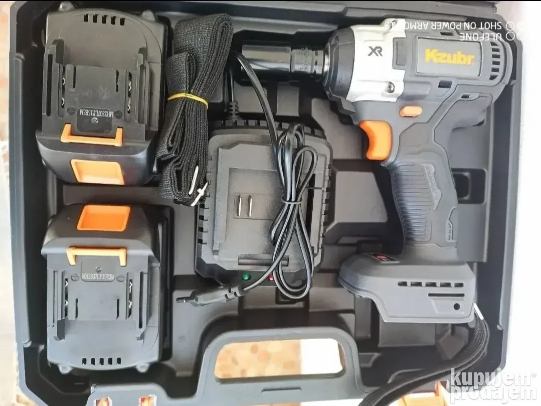 KZUBR Aku Udarni Odvijač – Komplet sa 2 Baterije i Dodacima u Koferu - Image 3